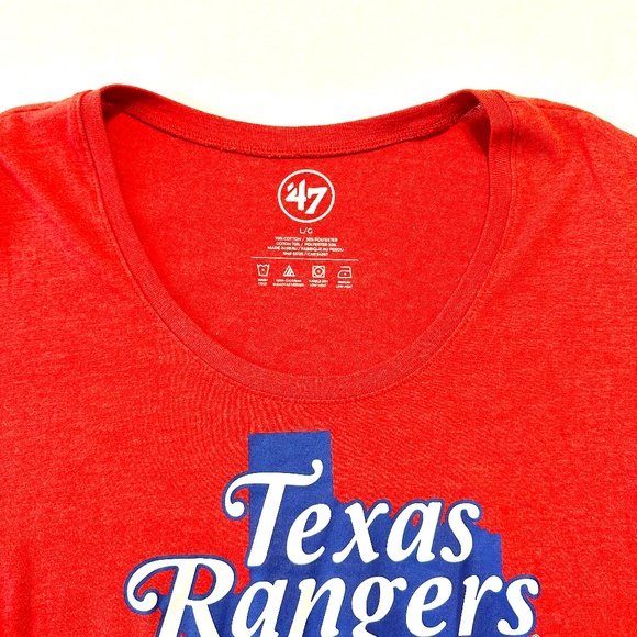 47 Brand Texas Rangers Women’s T Shirt Size Large Short Sleeve Blue MLB - Picture 3 of 5